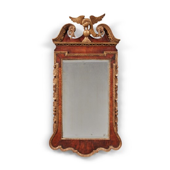 Very Fine George III Parcel-Gilt and Figured Mahogany 'Constitution' Looking Glass, Circa 1765