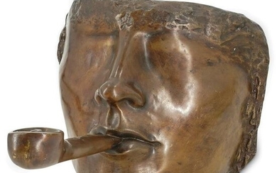 Victor Salmones (1937-1989) Pipe Smoking Bronze