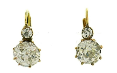 Victorian Diamond Yellow Gold Drop EARRINGS Antique