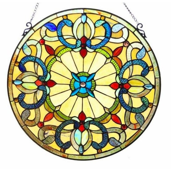 Victorian Style Stained Art Glass Window Panel