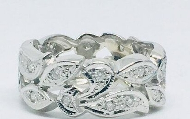 Vintage 14 K White Gold diamond eternity wedding band