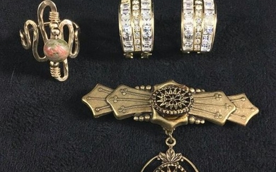 Vintage Art Deco Costume Jewelry Earrings Brooch