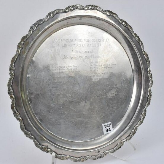 Vintage Columbian 900 Silver Commemorative Plate - a