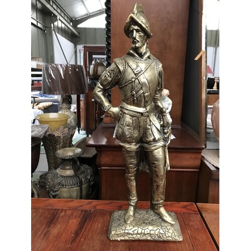 Vintage Gold Colour Knight Statue (65cm H.)
