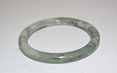 Vintage Green Jadeite Jade Bangle Bracelet, 1970s 8"