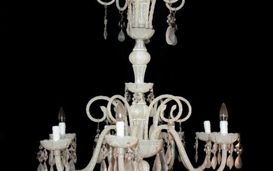 Vintage Murano Glass and Crystal Chandelier