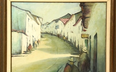 Vintage Signed Painting of Cuzco Street Scene