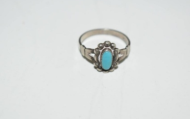 Vintage Sterling Silver Turquoise Ring 5.7