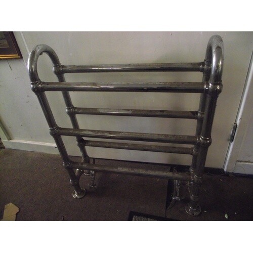Vintage heavy chromed radiator/towel rail with connection ta...