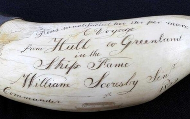 WHALE TOOTH SCRIMSHAW A VOYAGE HULL TO GREENLAND