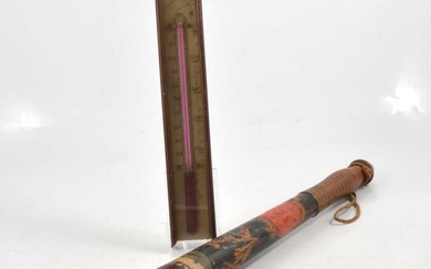 Wall thermometer and a Victorian truncheon.