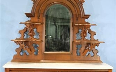 Walnut Victorian marble top sideboard