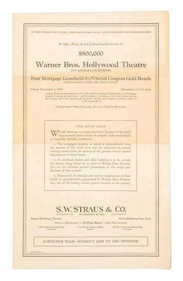 Warner Bros. build Hollywood Theatre, 1926
