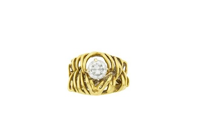 White Gold and Diamond Ring and Gold Jacket