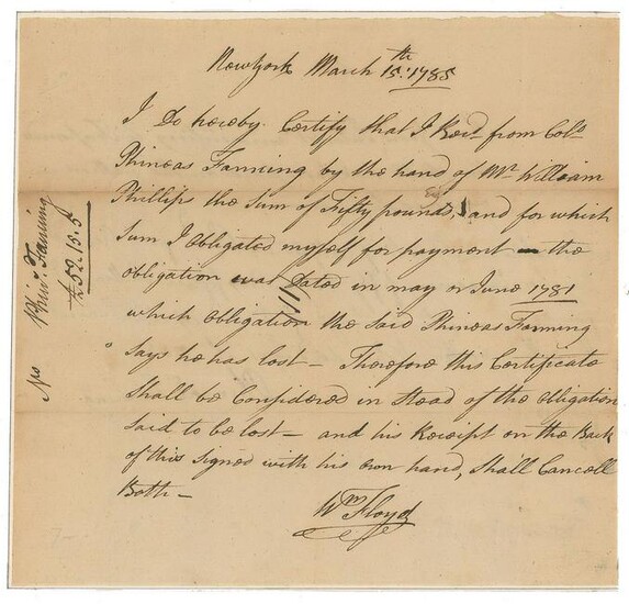 William Floyd Autograph Document Signed