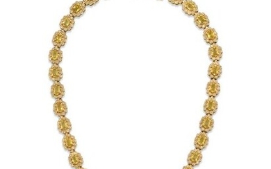 YELLOW SAPPHIRE AND DIAMOND NECKLACE