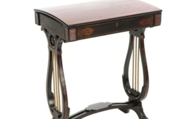 Regency Ebonized, Gilt-Stenciled, and Parquetry Work Table, Early 19th Century