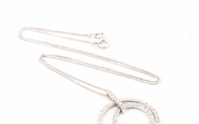 Sterling Silver Diamond Circle Pendant Necklace