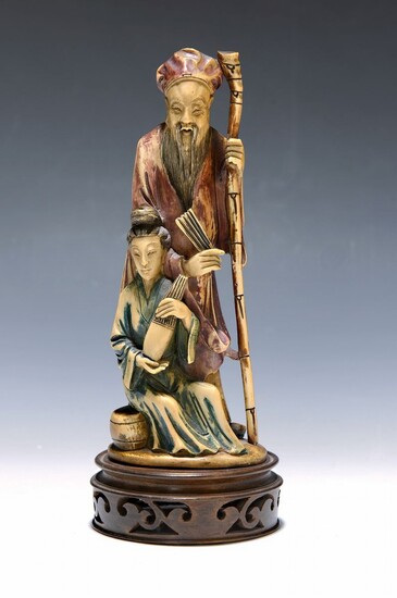 ivory carving, China, around 1900, Laozi and Guanyin,...