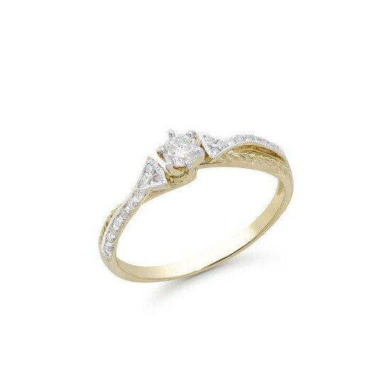 0.33 CTS TW CERTIFIED DIAMONDS 14K YELLOW GOLD RING