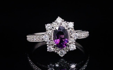 1.00ct Purple Spinel, 0.60ctw Diamond and Platinum Ring