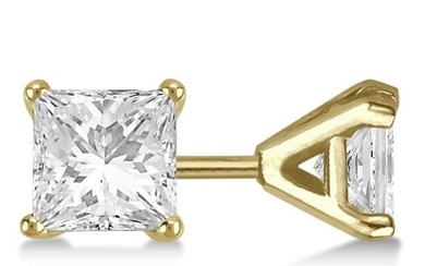 1.00ctw. Martini Princess Diamond Stud Earrings 14kt Yellow Gold H-I, SI2-SI3