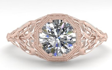 1.01 ctw VS/SI Diamond Solitaire Ring Art Deco 14k Rose Gold