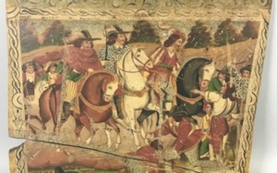 Italian Paint-decorated Panel Depicting Horses and Riders