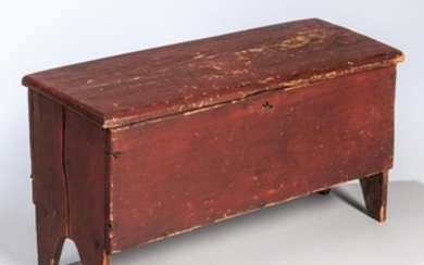 Early Red-painted Pine Child's Six-board Chest