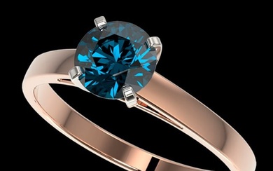 1.05 ctw Certified Intense Blue Diamond Engagment Ring 10k Rose Gold