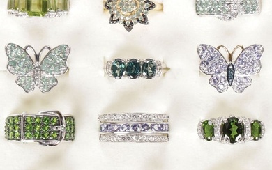 12 STERLING WOMAN'S FASHION RINGS
