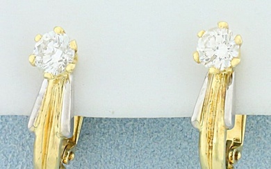 1.25ct TW Diamond Half Hoop Earrings in 18K Yellow and White Gold