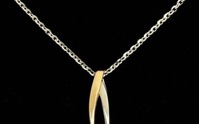 14 kt, 18 kt Pink gold, White gold - Necklace with pendant - 0.09 ct Diamond