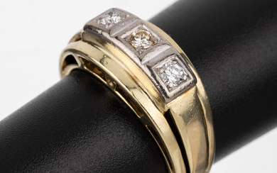 14 kt gold brilliant-ring , YG/WG 585/000, 3in WG set...