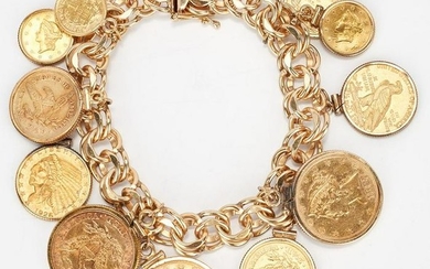 14K Gold Charm Bracelet, 86.2 grams