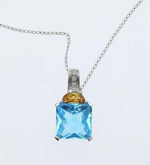 14K WG Blue Topaz Gemstone Necklace