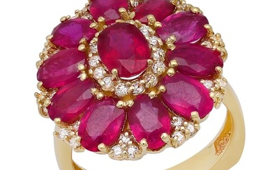 14K Yellow Gold Setting with 7.2ct Ruby and 0.68ct Diamond Ladies Ring