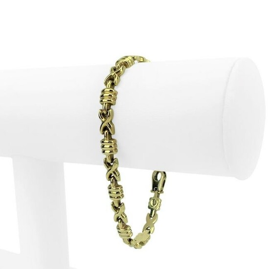 14k Yellow Gold 11g Ladies Fancy X Link Bracelet 7.25"