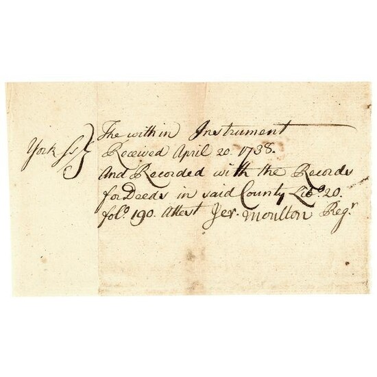 1738 JEREMIAH MOULTON Manuscript Document Signed