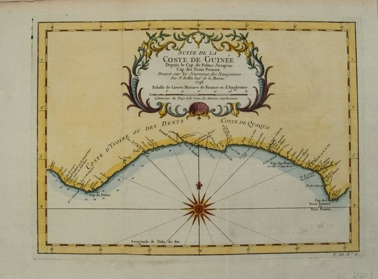 1745 Bellin Map ofthe Guinea Coast -- Suite de la coste