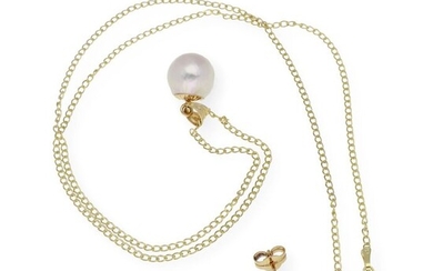 18 kt. Akoya pearls, Yellow gold - Earrings, Necklace with pendant, Set - 9mm