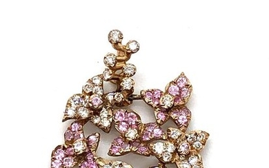 18 kt. Gold - Necklace, Necklace with pendant - 2.06 ct Diamonds - Pink sapphires
