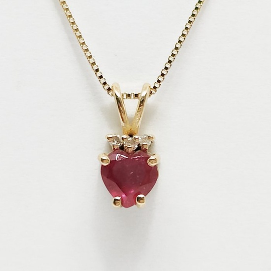18 kt. Gold - Necklace Ruby - Diamond