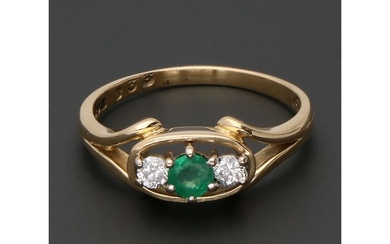 18 kt. Gold - Ring Emerald - Diamond