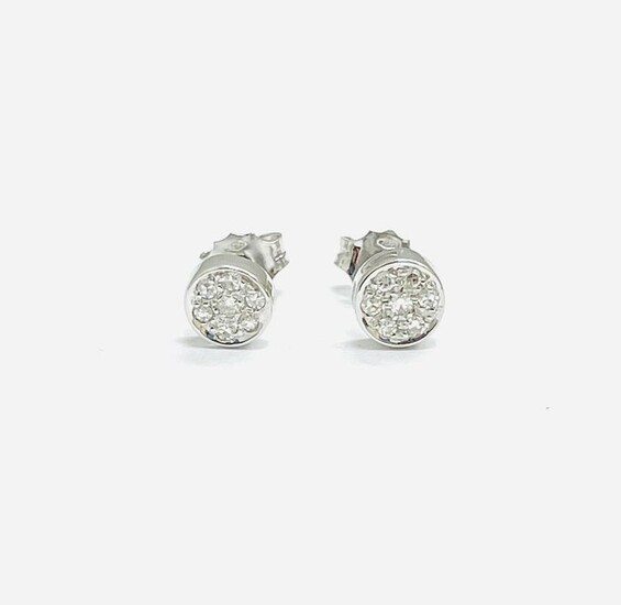 18 kt. White gold - Earrings - 0.12 ct Diamond