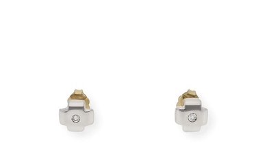 18 kt. White gold - Earrings - 0.15 ct Diamond
