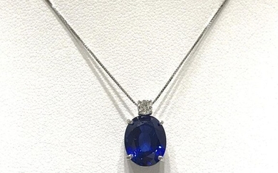 18 kt. White gold - Necklace, Necklace with pendant - 2.89 ct Sapphire