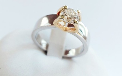 18 kt. White gold, Yellow gold - Ring - 1.04 ct Diamond