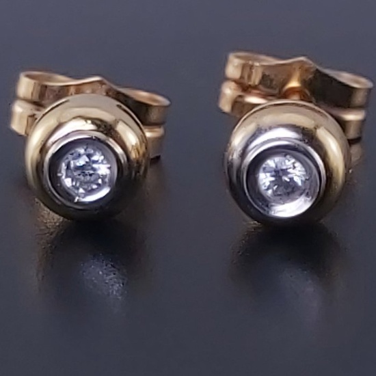 18 kt. Yellow gold - Earrings - 0.10 ct Diamond