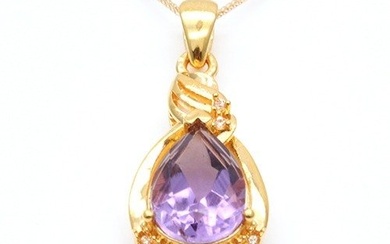 18 kt. Yellow gold - Necklace with pendant - 2.00 ct Amethyst